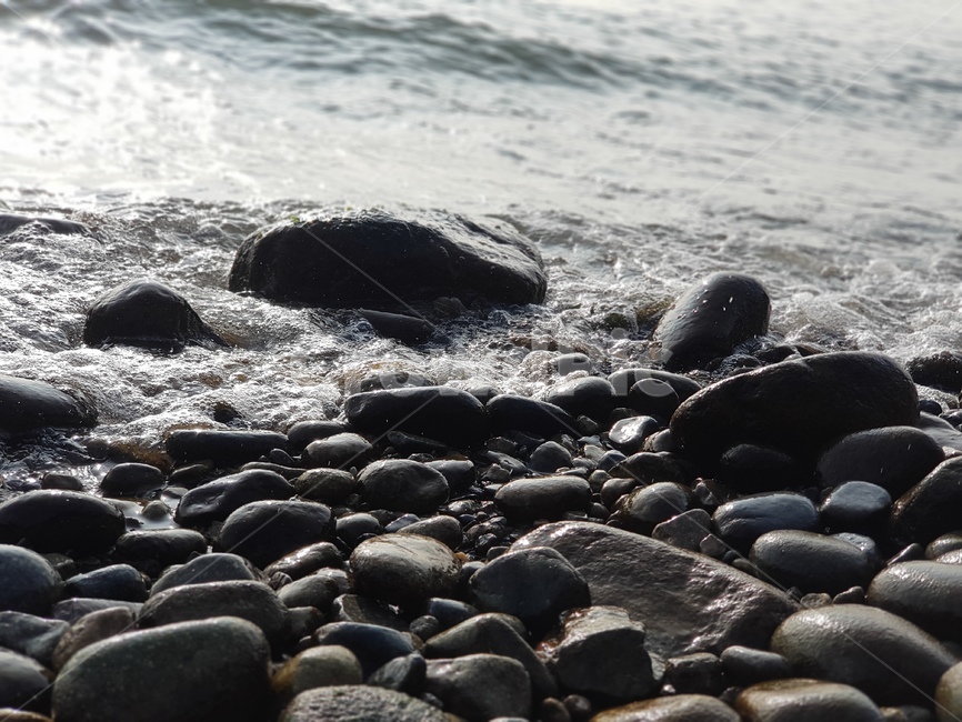 pebble,자갈,바다,물거품,해변