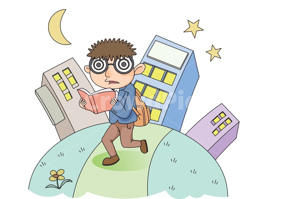 bag,worldly life,situation Illustration,building,clip art,character,satire on the world,drawing,app,supplementary classes,dizziness,adversity,night,unstable future,difficult,anemia,exam,report card,moon,advancement,person,male student,study,student,concep