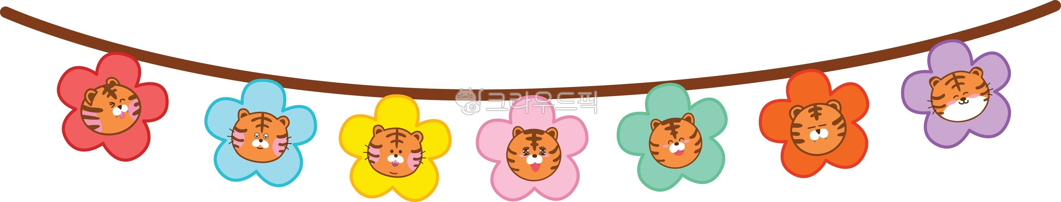 feline,Cherry Blossom,festival,tiger paw,tiger,flower,International Tiger Day,character,carnivore,animal,illustration,world animal day,Garland,beast of prey,daisy,emoticon