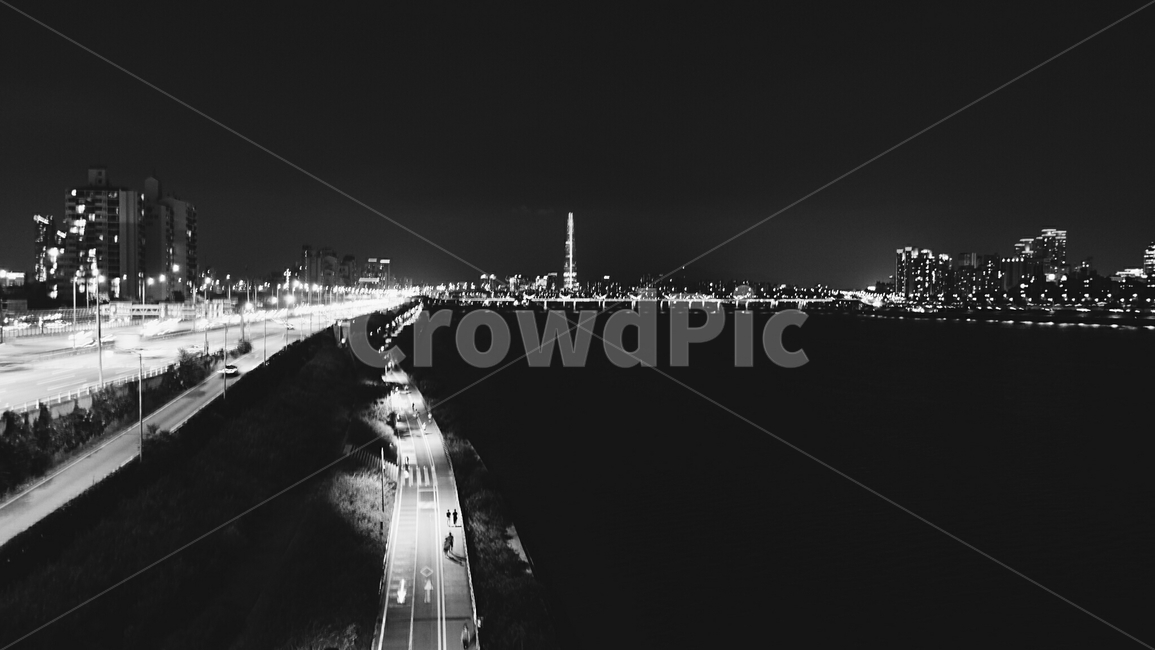 한강,서울,흑백,전망대,야경,야경,밤,풍경,nightscape,night,landscape
