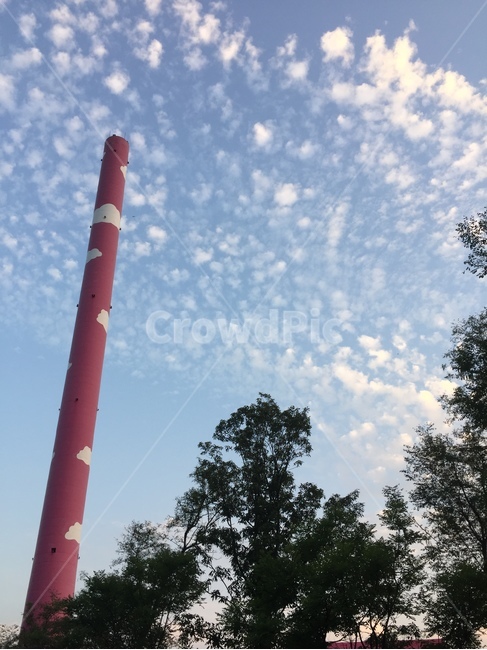 굴뚝,하늘,구름,풍경,저녁,건물,tower,탑,건축물