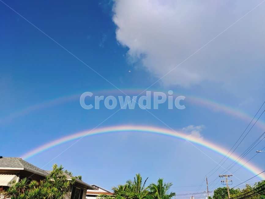 쌍,무지개,rainbow,sky,하늘,구름,cloud,자연,nature,sunny,usa,미국,주택가