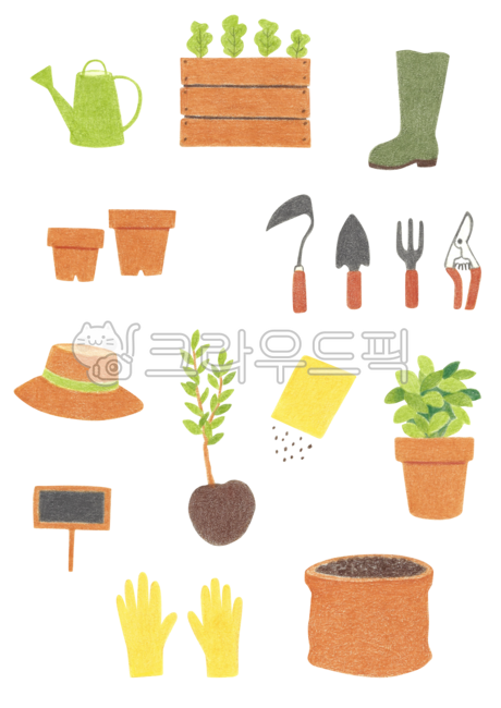 일러스트,일러스트레이션,그림,드로잉,색연필,수작업,누끼,레이어,분리,정원,가드닝,식물,농사,농업,생활,물뿌리개,화분,장화,토분,호미,삽,갈퀴,가위,모자,묘목,씨,씨앗,나무,이름표,장갑,흙,자루,coloredpencil,drawing,illustration,object,png,gardening,farming,agriculture,wateringcan,flowerpot,wood,boots,soil,shovel,rake,scissors,hat,seedling,seed,plant,nametag,glove,sack