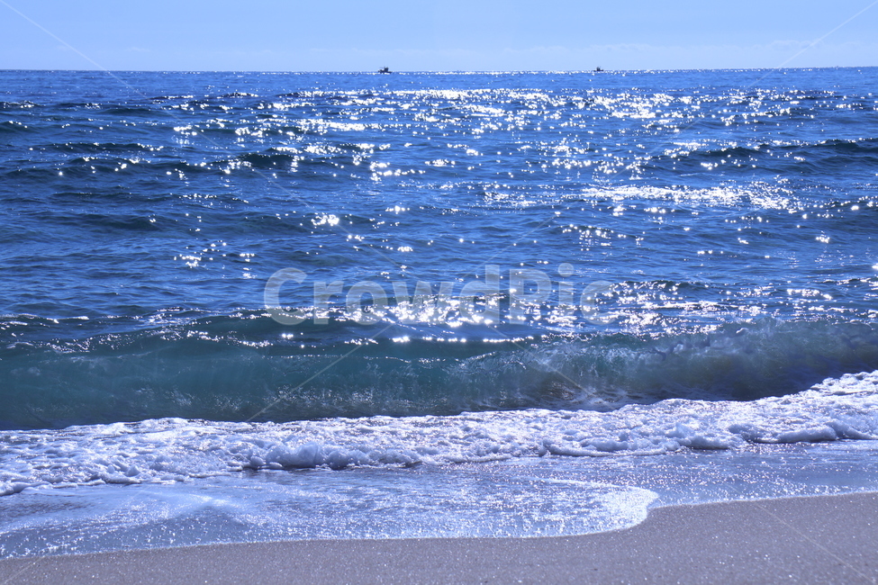 푸른,하늘,배,바다,파도,햇빛,해변,바다,beach,sea