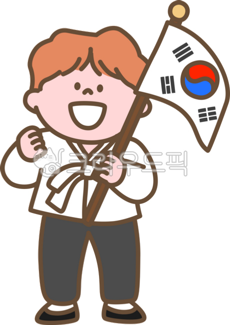아이,행복한,캐릭터,귀여운,태극기,꼬마,어린이,국경일,한복,전통의복,한국,남자아이