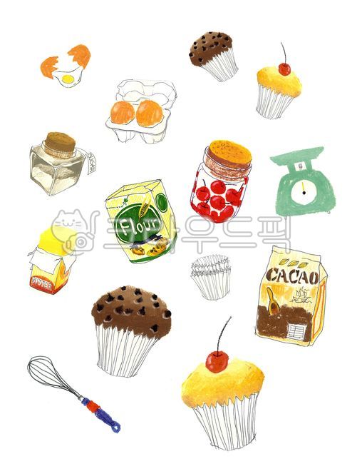 베이킹일러스트,머핀,홈베이킹,베이킹손그림,요리일러스트,베이킹도구,손그림,빵