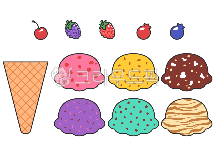 cherry,Decorating a diary,Ice Cream Sticker,Play materials,snack,adornment,sticker,cone,Corn Ice Cream,food,ice cream,Dakku,dessert,fruit flavor,Ice Cream Decoration,Choco,play material,Blueberries
