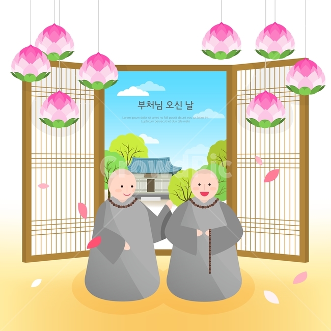 연등,사찰,나무,스님,종교,석가탄신일,전통,기념일,종교,신앙,religion,belief,faith,그래픽,일러스트레이션,graphic,illustration