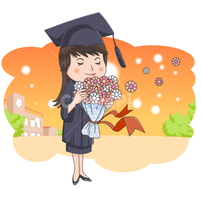 gift,high school,achievement,Flowers flying,one person,situation picture,middle School,character,graduation,school,graduate,graduation cap,female,conversation,pleasure,College student,ribbon,Middle schooler,bouquet,girl,graduation costume,elementary schoo