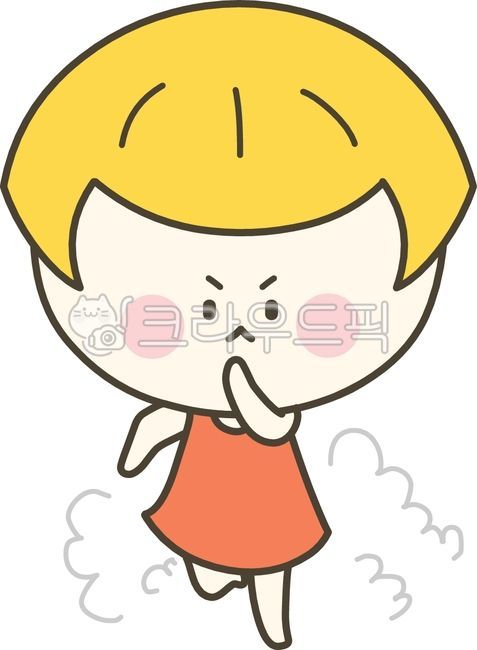 귀여운,여자아이,금발,표정,일상생활,이모티콘,캐릭터,스티커,바쁜,달리기,질주,도전,씩씩한