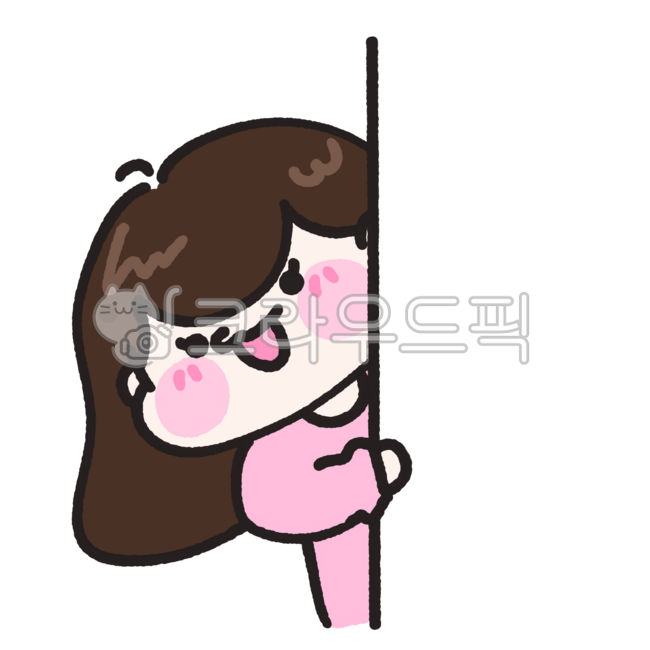 여자,여자캐릭터,단순한캐릭터,빼꼼,기우뚱,뭐해,궁금
