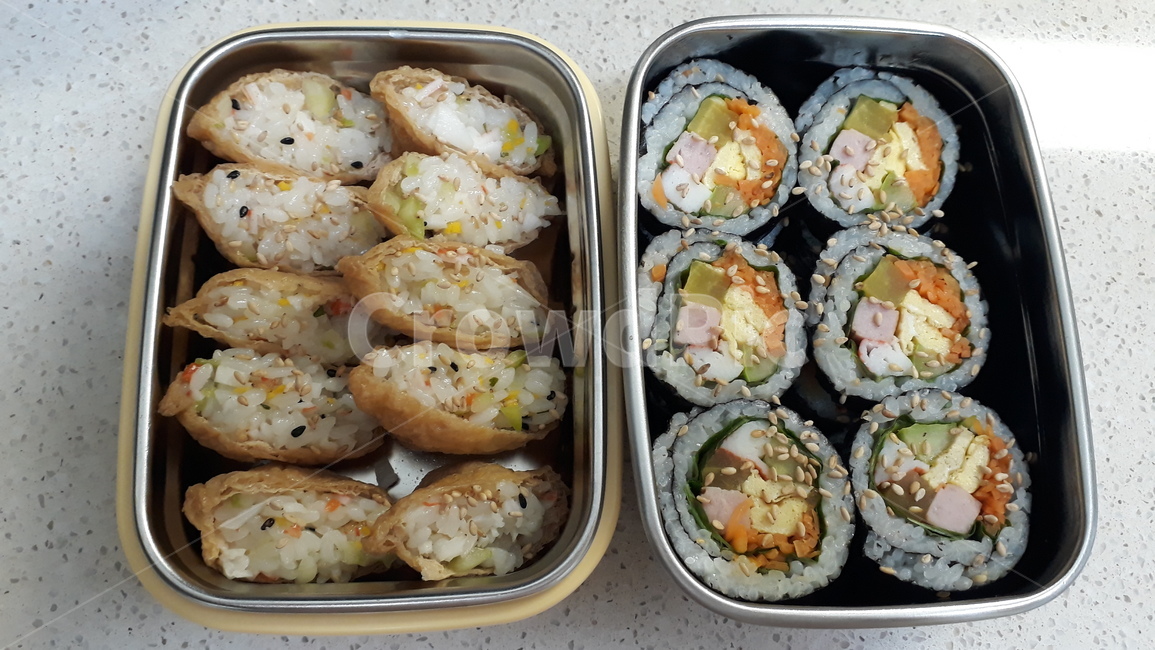 Tofu sushi,field trip,outing food,kimbap,prop