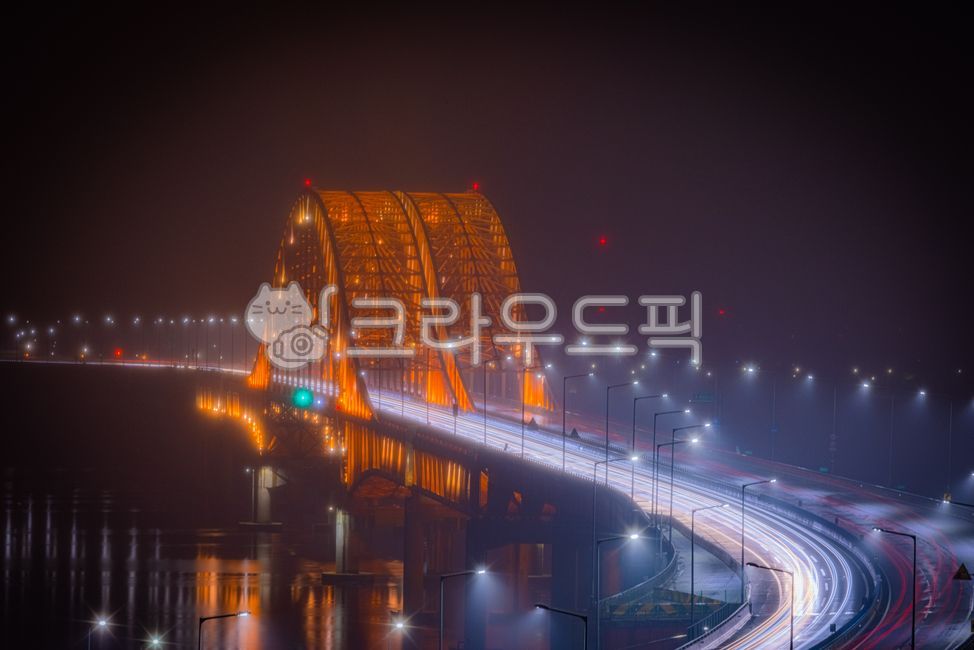 night view,Seoul,road,bridge,Banghwa Bridge