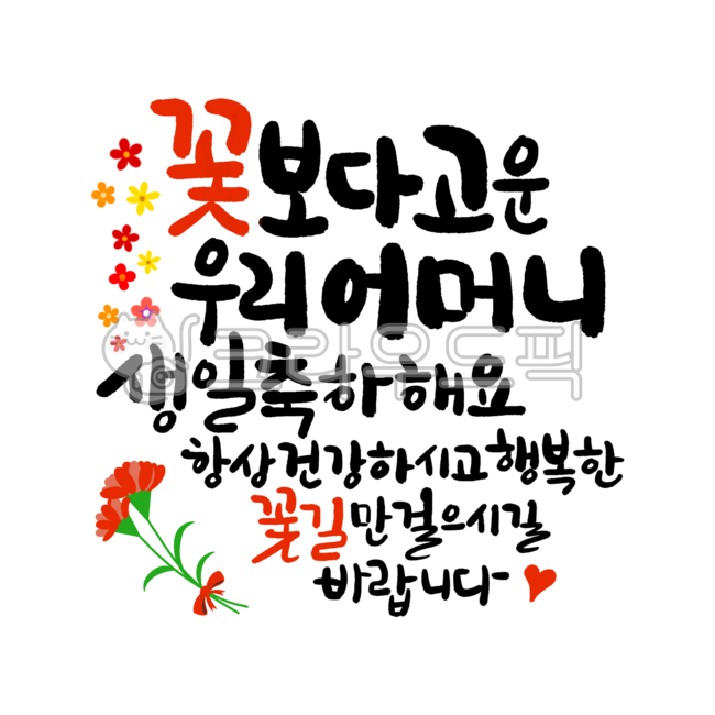생일캘리그라피,생일캘리그래피,부모님생일축하캘리,어머니생일축하캘리그라피,꽃보다고운우리어머니,생일축하해요,카네이션,꽃이미지,꽃일러스트,생일엽서,생일카드,happybirthday,카네이션일러스트레이션,카네이션일러스트