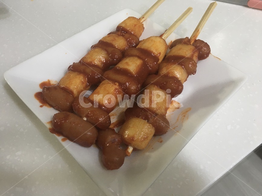 소떡소떡,꼬치,요리,음식,소세지,떡