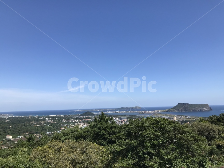정상,제주,바다,하늘,산