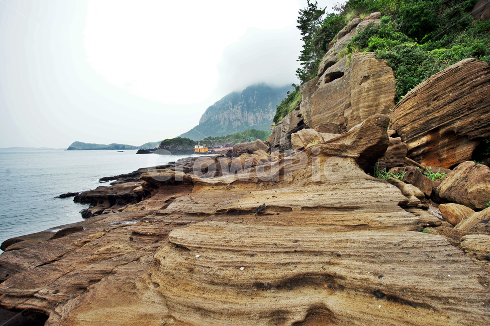 제주도,서귀포시,화순해변,퇴적암,바다,자연,해안