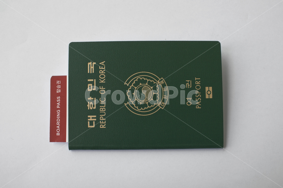 white background,top angle,security,identification,passport,Republic of Korea passport,identity,id,international,Republic of Korea,Korea,tower,citizen,Korean passport,business,top view,ticket,pass,emigration,korea,airplane ticket,closeup,republicofkorea,c