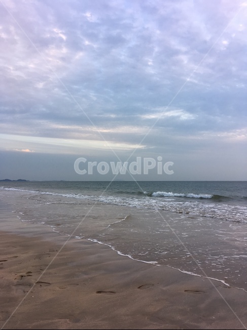 바다,노을,모래,파도,구름