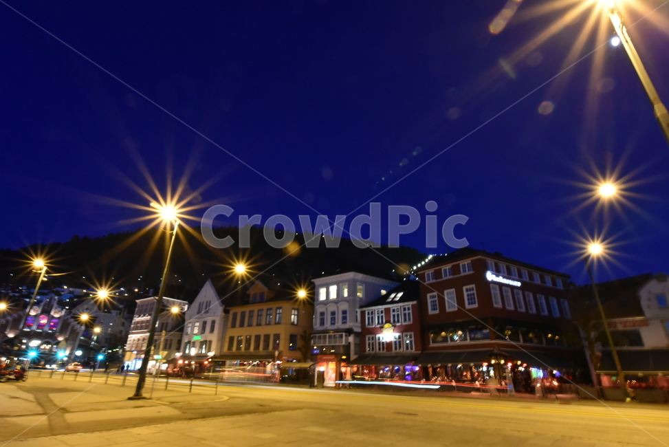 노르웨이,베르겐,야경,조명,길거리,시내,풍경,downtown,road,night