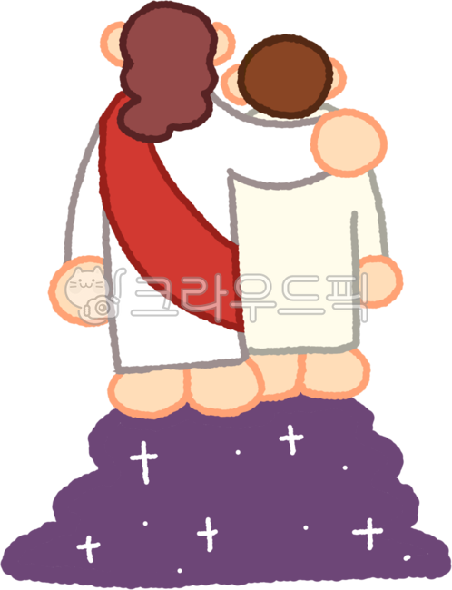 back view,religious life,shadow,night,walking together,church,faith,shoulder comrade,Jesus,road,every day,church illustration,back view of Jesus,last day,together,end times