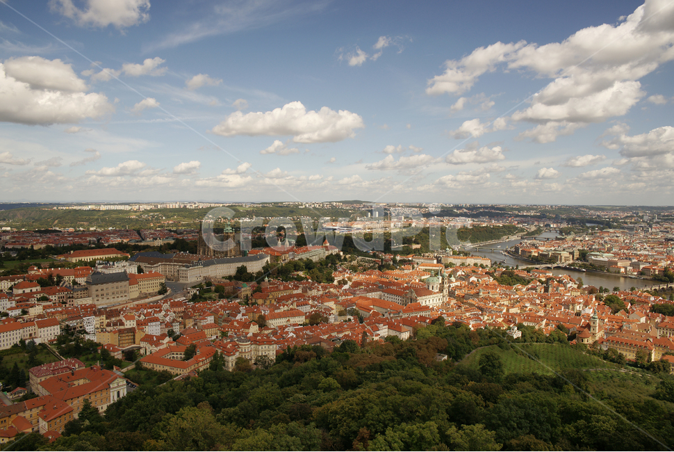 city,nature,Prague Castle,Charles Bridge,scenery,view map,Prague,Vltava River,Czech Republic,outdoors,sight,red roof,aerialview,europe,landscape