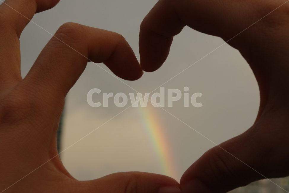 무지개,rainbow,하트,heart,손가락하트