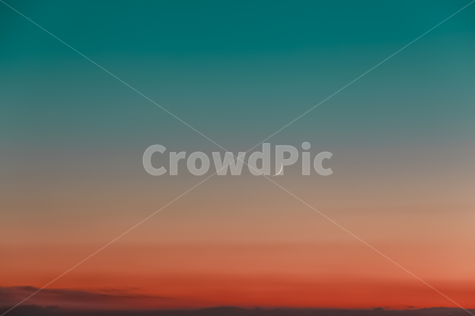 하늘,sky,sunset,일몰,초승달,자연