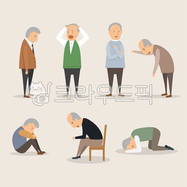 일러스트,일러스트레이션,그림,드로잉,벡터,플랫,사람,인물,우울,화,우울증,울음,눈물,신경질,부정적인,감정,감성,정서,나쁜,기분,남자,남성,성인,노인,할아버지,illustration,drawing,line,vector,flat,human,people,person,male,man,mope,depressed,bad,mood,emotion,feeling,sentiment,crying,annoying,tear,old,adult