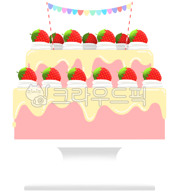 케이크,케익,생일케이크,딸기,딸기케이크,깃발,데코,접시,축하,축하케이크,기념일,이벤트,생일,2단케이크,빵,카페,베이커리