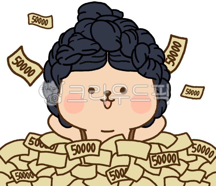 곰,캐릭터,이모티콘,돈,신사임당,오만원,부자되세요,부자,돈벼락