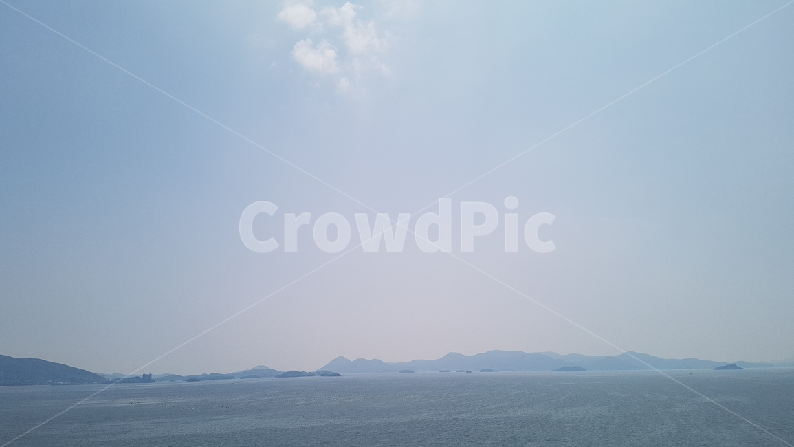 바다,하늘,산,경계,시원함,청량,맑음