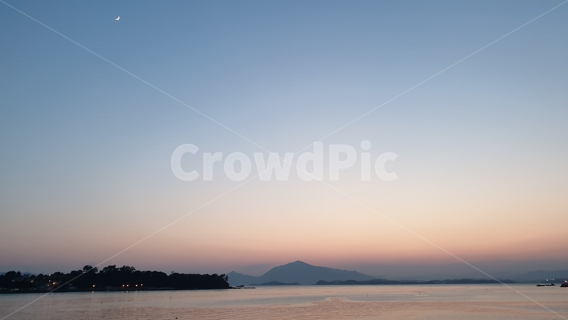 초승달,노을,바다,섬,달빛,자연,자연,풍경,nature,landscape,outdoors,옥외