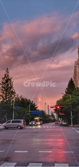 무지개,도로,하늘,구름,rainbow,cloud,신호등,차,교통,비온뒤