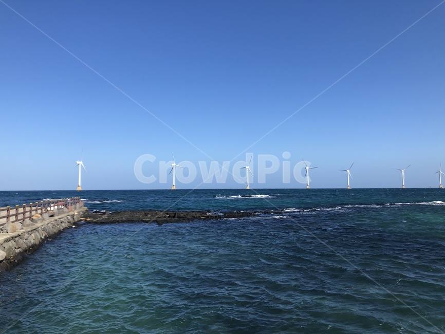 바다,풍력발전,ocean,sea,하늘