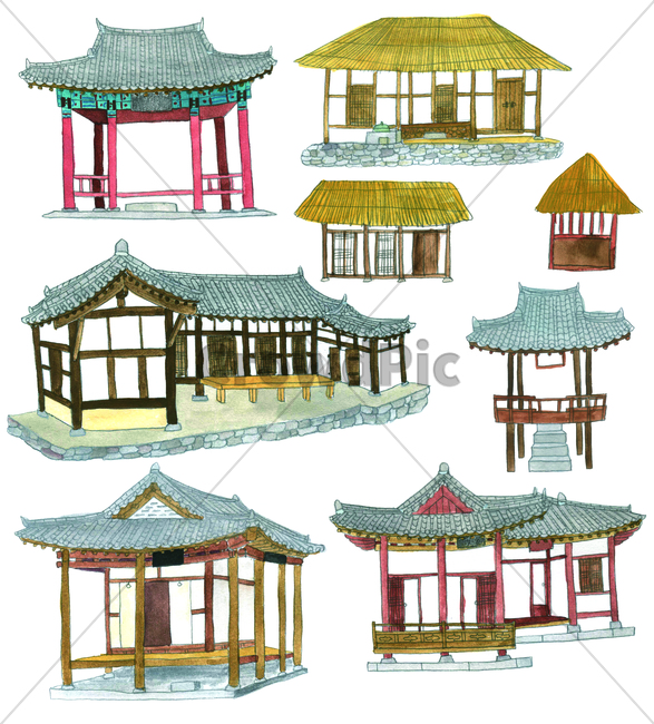 한옥,가옥,한국,손그림,물감그림,korea,watercolor,handdrawing,koreanstylehouse,house,초가집,thatchedhouse