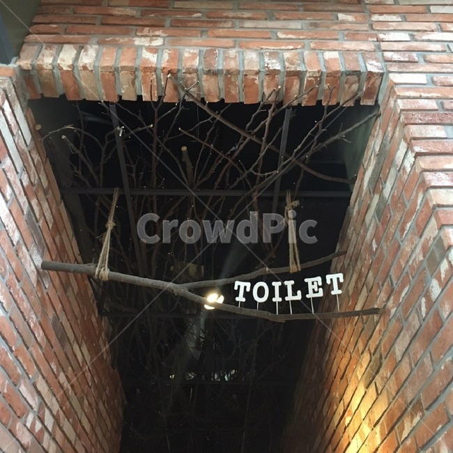 화장실,toilet,벽돌,나뭇가지,화장실입구