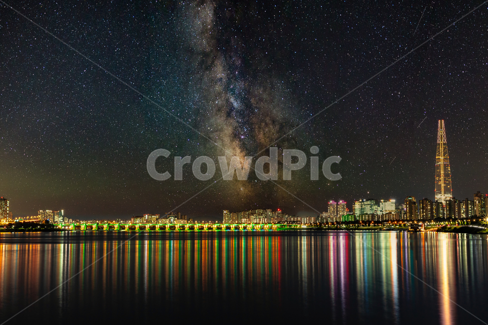 하늘,야경,은하수,한강,밤,롯데월드타워,조명,야경,밤,풍경,nightscape,night,landscape,도시,city,한국도시풍경,한국도시경관,korea cityscape