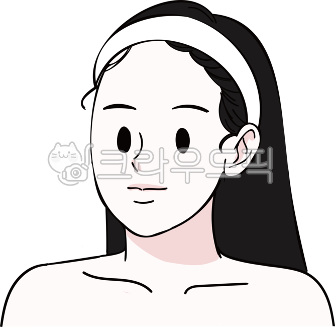 People illustration,long hair,skin care,beauty,skin,youth,self care,head,face,hair band,management,person,female,face wash headband