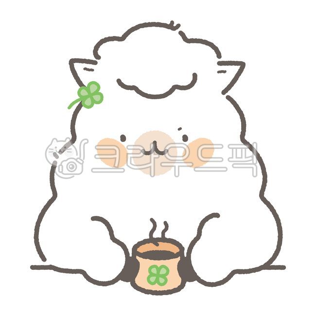알파카,알카파캐릭터,귀여운,알쑨이,겨울,겨울캐릭터,커피마시는,행운,네잎클로버,커피,동물아이콘,동물,동물이모티콘,귀여운동물,깜찍한동물,손그림동물,손그림,일러스트,동물일러스트,행운일러스트