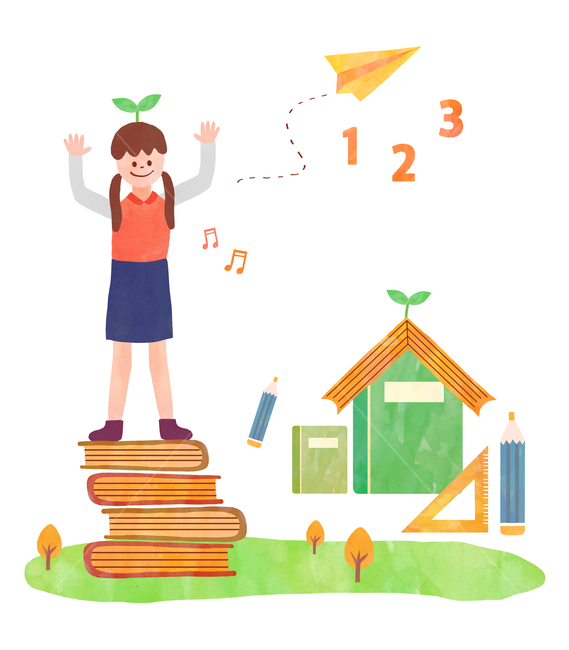 새싹,책,삼각자,연필,종이비행기,교육,교육,학교,공부,education,learning,study,school,그래픽,일러스트레이션,graphic,illustration