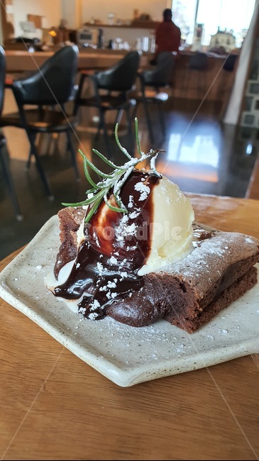 디저트,초콜렛,바닐라,아이스크림,브라우니