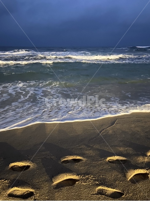 바다,발자국,밤바다,ocean,sea