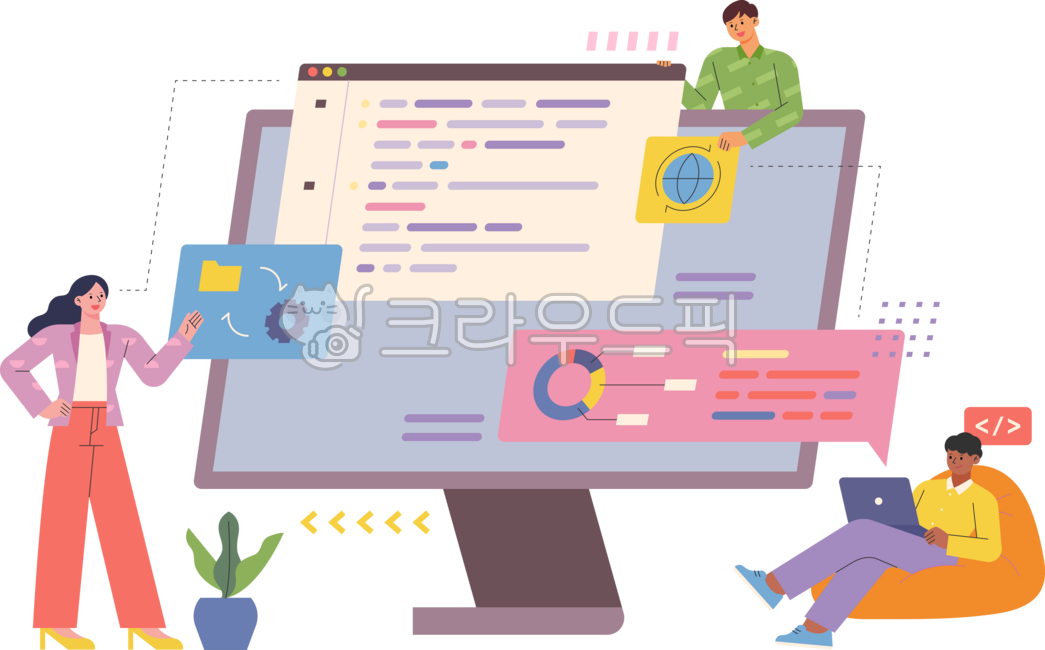 cute,simple,illustration,coding,developer,people,simple,concept,composition,computer,web,programmer,app,app,huge,large,teamwork,data