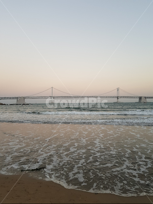 바다,바다풍경,노을진,광안대교,부산,파도,쓸쓸한,야경,노을