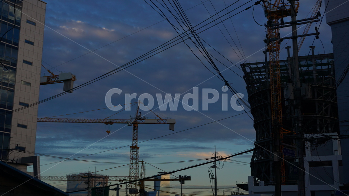 공사장,도시,새벽,구름,시티,산업,industry,industrial,건설업,건축업,construction industry