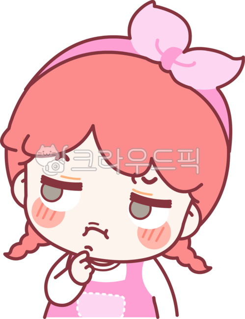 캐릭터,이모티콘,스티커,감정표현,귀여움,여자아이,물음,궁금증
