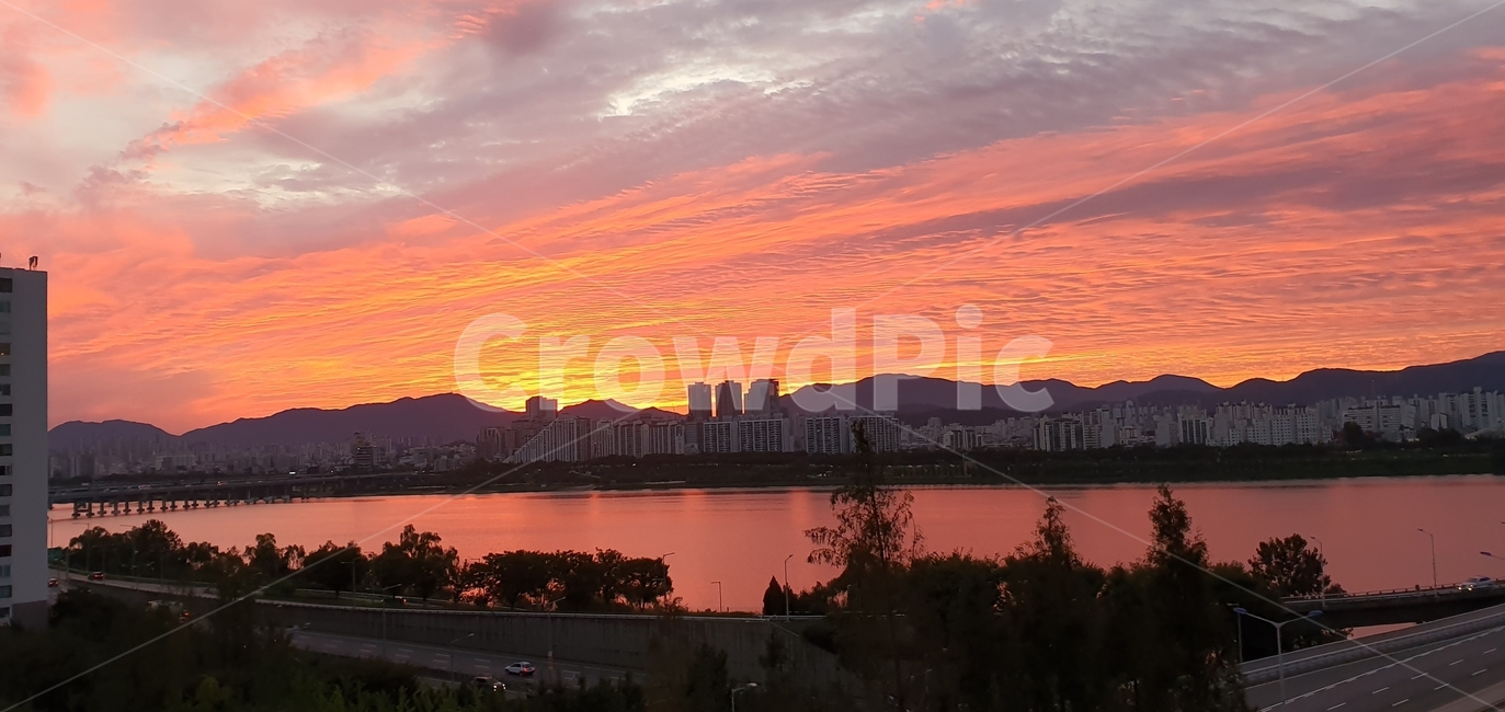 한강,새벽,노을,다리,강,river