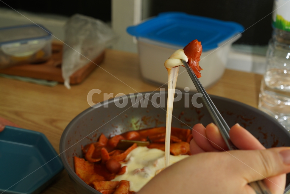 떡볶이,치즈,간식,먹거리,음식,food,분식,후라이팬,한식,햄,요리