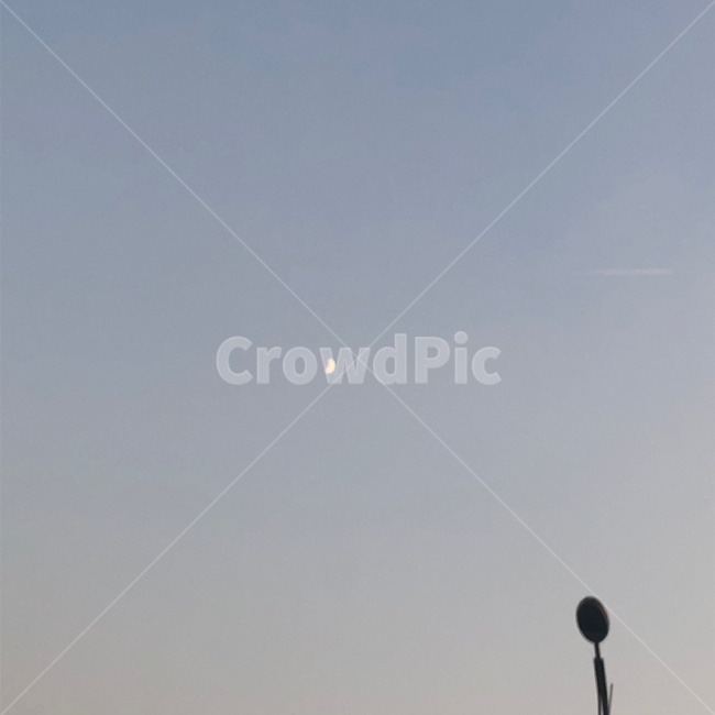 초저녁,달,해,등,하늘,자연,날씨